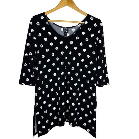 Clara Sun Woo Dipped Hem Dot Print Tunic Top XS - Picture 1 of 6